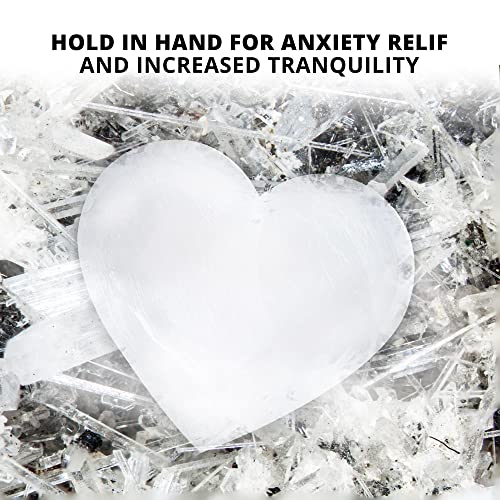 Himalayan Glow A-1057H Selenite Heart Stone Crystal 10cm White 1 Count
