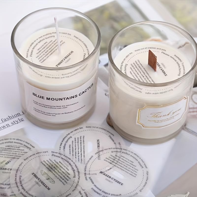 YiJiaXiang Round Scented Candle Warning Safety Stickers, Clear Labels with Candle Care Instructions, Please Remove Before Burning (100, Diameter 5.5cm) Diameter 2.17 inches 100