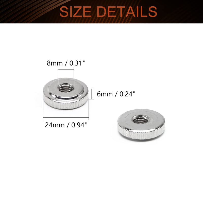 [Australia - AusPower] - MroMax 10Pcs Round Knurled Thumb Nuts M8x1.25mm Conector Lock Adjusting Nuts Through Hole Nut Tightening Nut Female Threaded Thin Type Nickel Plated for 3D Printer Beds, Machine Tools M8 10 