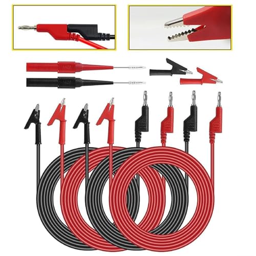 8-Piece Test Leads Set with Crocodile Clips Cable, 4 mm Banana Plug Cable x 4 with Test Probes x 4, 1 m Measuring Cable for Multimeter, Banana Plug Test Lead, for Digital Multimeter
