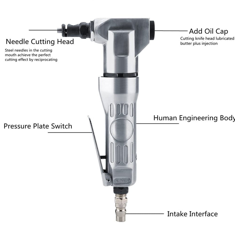 Handheld Air Nibbler High Hardness Blade Scissors Pneumatic Metal Cutting Tool 2800rpm Used in Automotive Sheet Metal Operations steel plate cutting metal cutting operations