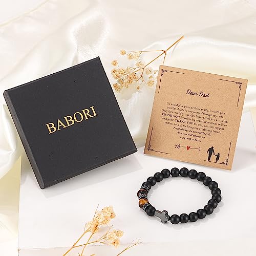 Mens Bracelet with Love Card Inspirational Jewelry Gifts for Man Christian Religious Baptism Valentines Day Graduation Retirement Christmas Beaded Bracelets Gifts Every day God thinks of you