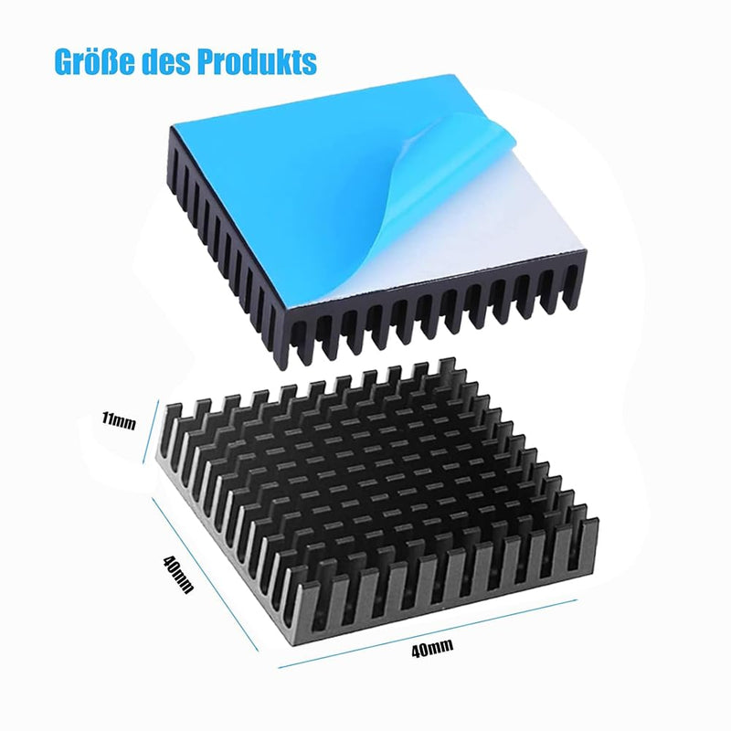 Aluminium Heatsink Heatsink 40 x 40 x 11 mm with Heat-Conducting Cooling Fins for Computer Hosts, Semiconductor Devices Coolers, Pack of 4