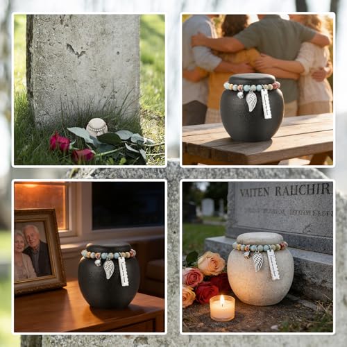Ceramic Small Urn for Human Ashes Keepsake for Women Men Handmade Cremation Mini Urn for Ashes for Memorial-Black Black