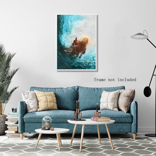 Hand of God Christian Jesus Canvas Wall Art Painting Jesus Saves Peter Picture of Christ Bible Verse Prints posters Decor Pertain for Bedroom Living Room Church 16x24inch Unframed style-4