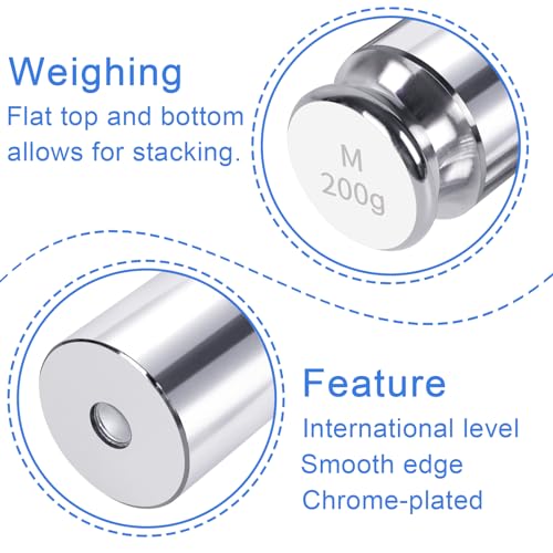 QP Calibration Weights, 200 Gram OIML Class M1 High Precision Scale Weights, Stainless Steel Gram Weights, Chrome Finish, Scale Calibration Weights for Digital Scale, Kitchen Scale, Pocket Scale 200g