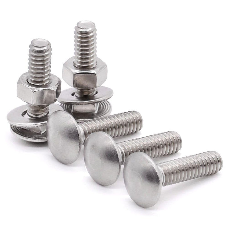 [Australia - AusPower] - (10 sets) M8-1.25 x 30mm Stainless Steel Carriage Bolts Screws Kits, Round Head Square Neck Screws, Hex Nuts & Flat Washers, 304 Stainless Steel 18/8, Full Thread 10 