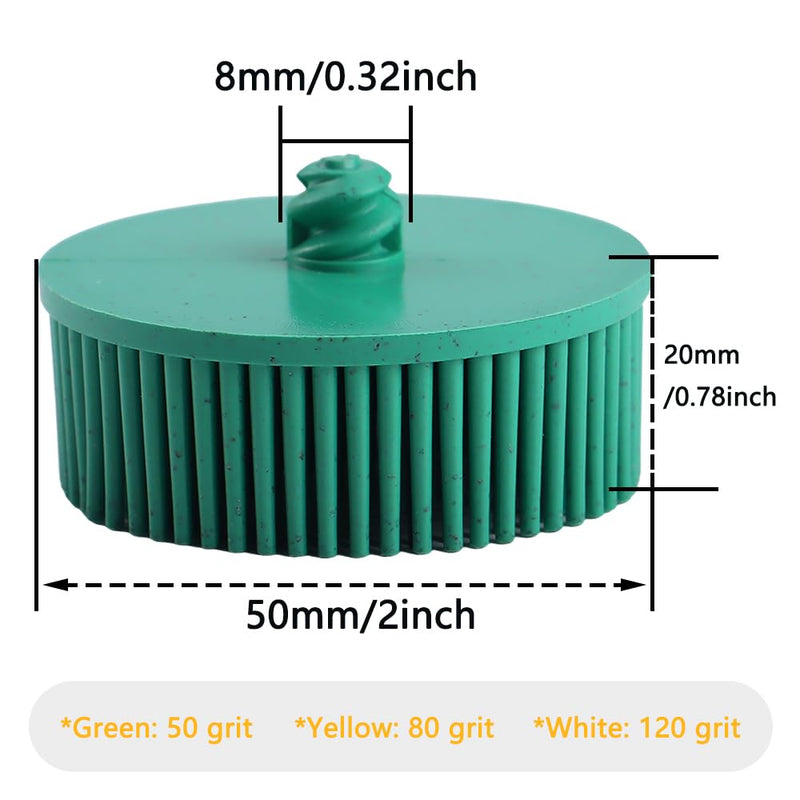 9 Pack 2 Inch Bristle Disc Grit 50# 80# 120# Attachment Abrasive Coating Removal Disc for Metal (9, 2 inch) 9