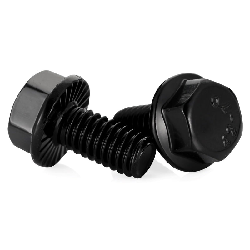 [Australia - AusPower] - 1/4-20 x 1/2" Flanged Hex Head Bolts Flange Hexagon Screws, Stainless Steel A2 Black Finish, DIN 6921, 25 PCS 1/4-20 x 1/2" 