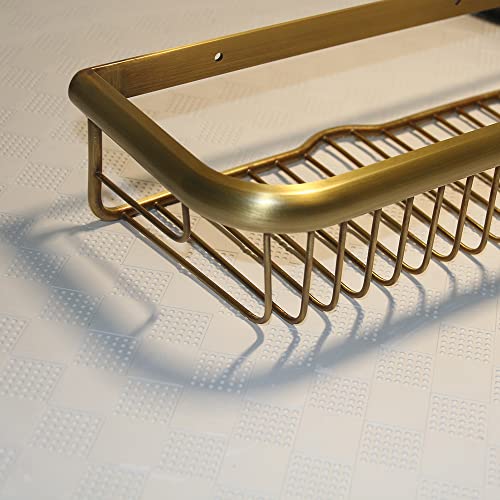 Nokozan brass square shower caddy with wall mount, bronze finish, bathroom storage rack, and organizer basket for shower essentials