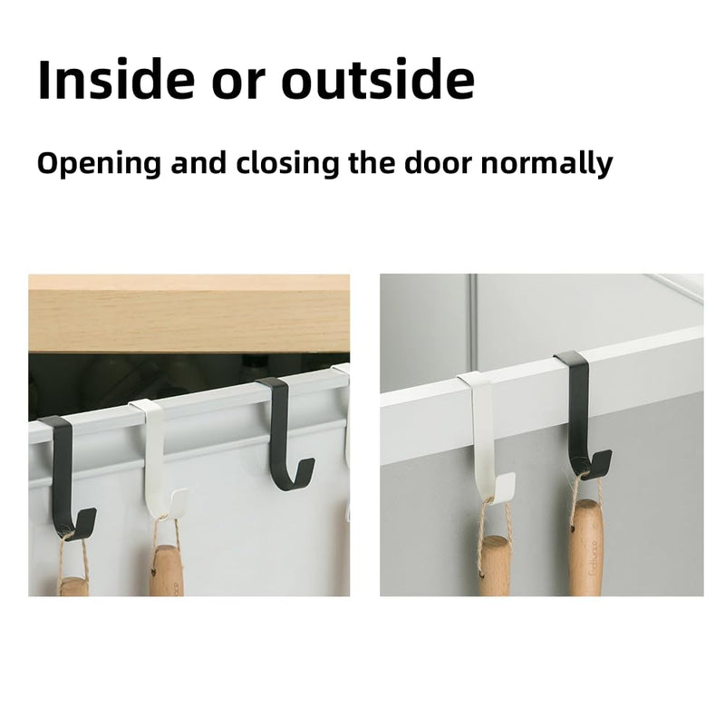 [Australia - AusPower] - Over The Door Cabenit Drawer Hooks, J-Shape No Drill Carbon Steel Metal Heavy Duty Easy to Install Hook for Small Kitchen Cabenit Narrow Door Back Holder Bathroom Drawer for Hanging Towels (4, White) 4 