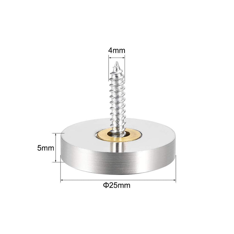 [Australia - AusPower] - uxcell Mirror Screws Decorative Caps Cover Nails Brushed Stainless Steel 25mm 4pcs 25 mm 
