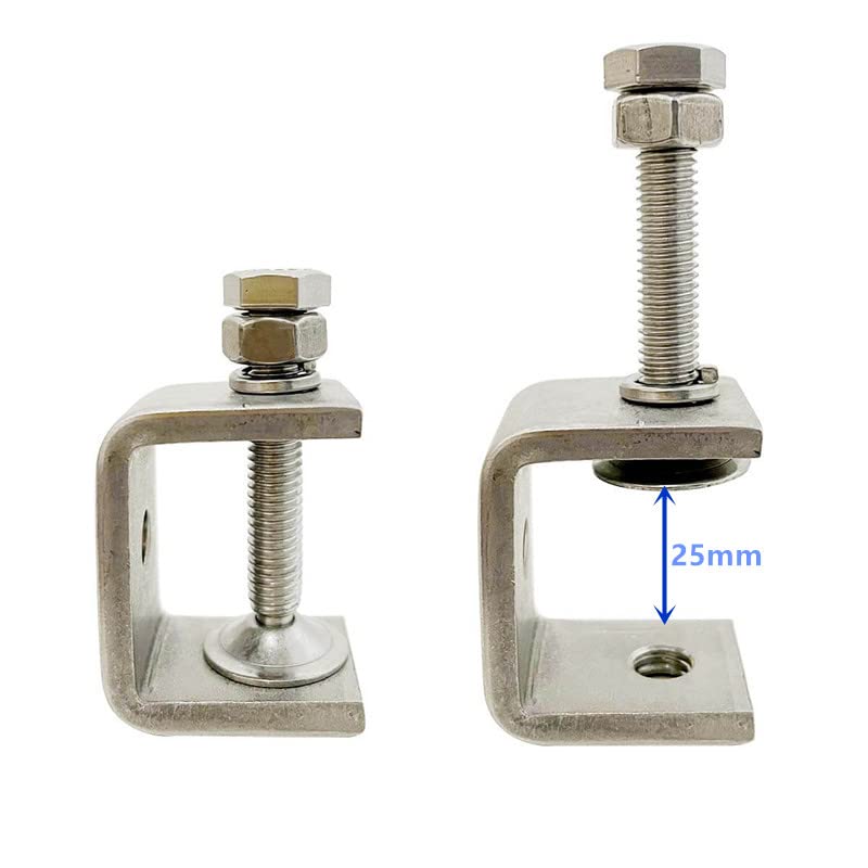 [Australia - AusPower] - 0-25Mm Mini Stainless Steel C Clamps for Mounting, 4Pcs Heavy Duty Woodworking U Clamp Set Tiger Clamp Tools with Stable Wide Jaw Opening & Protective Pads for Welding/Carpenter(4Pcs) 
