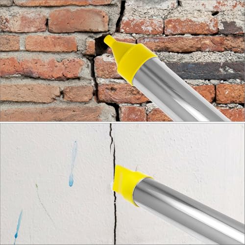 QWORK Stainless Steel Mortar Syringe with 5 Nozzles, Replacement Sealing Head and Gloves - Ergonomic and Durable for Precise Grouting
