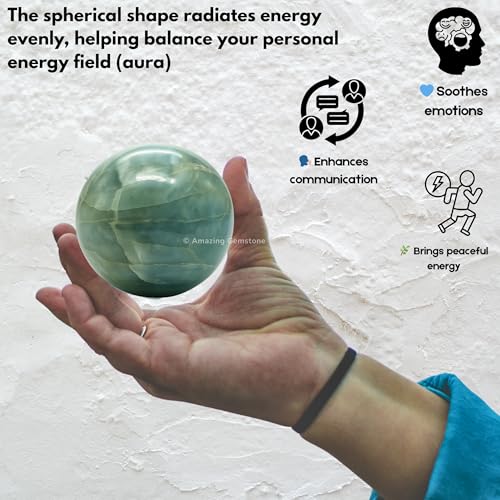 Aquamarine Crystal Ball with Stand - 2" Inches Crystal Sphere Meditation Balls for Witchcraft and Decorative Balls Aquamarine