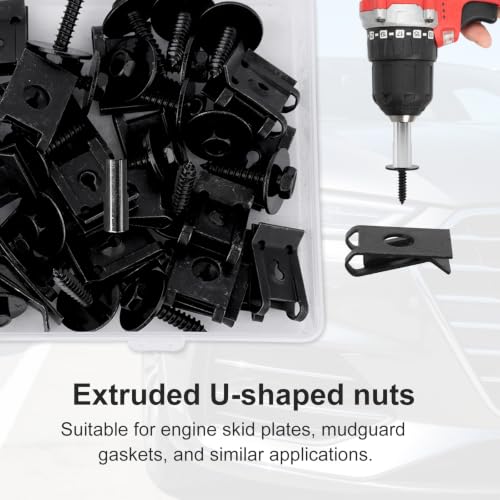 Goktvai M4.2 universal fender liner screw and U nut clip kit, 80-piece screw and bolt assortment set
