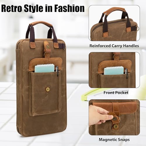 Damero Chef Knife Bag, Waxed Canvas Chef Bag with 11 Slots & 2 Mesh Pockets