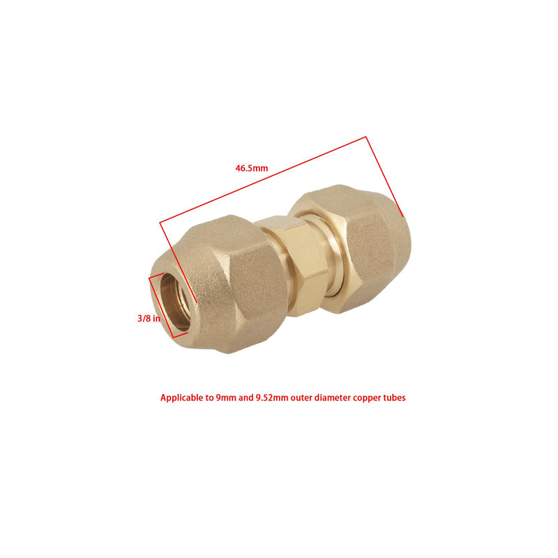 [Australia - AusPower] - 1Pc 3/8 Refrigerant Line Union Nut Brass Flare Union Connector for 9mm and 9.52mm Outer Diameter Air Conditioning Copper Tube 3/8 Inch 