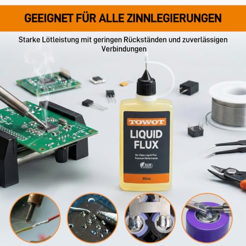 TOWOT Liquid Solder Flux 30ml No-Clean Soldering Flux for Electronics, Lead Free and Corrosion Resistant, High Purity Rosin Soldering Flux for Circuit Boards, Copper and Silver