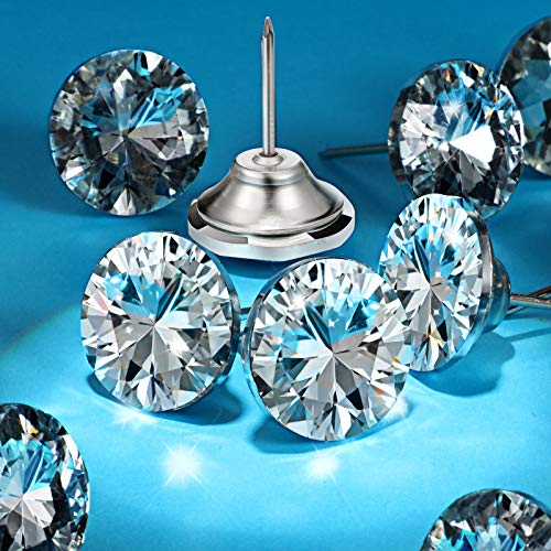 Hotop 60 Pcs Clear Crystal Upholstery Nails Diamond Decorative Tacks,16 mm 16 mm