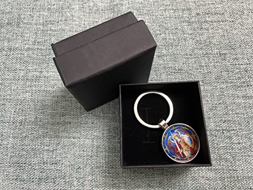 St Michael Keychain For Men Women,Saint Michael Key Ring for Home Car Keys Attachment,Archangel Michael Key Holder Gift, Zinc Alloy Christian Key Chain Organizer (Gift Packaging)