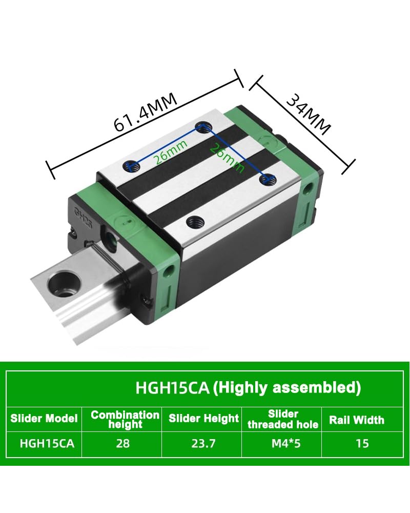 [Australia - AusPower] - HGH15CA Linear Slider Bearing, 2pcs HGH15CA Square Bearing Slider Block, for HG15 High Assembly CNC Linear Guide for CNC Machines and DIY Project. Standard slider 