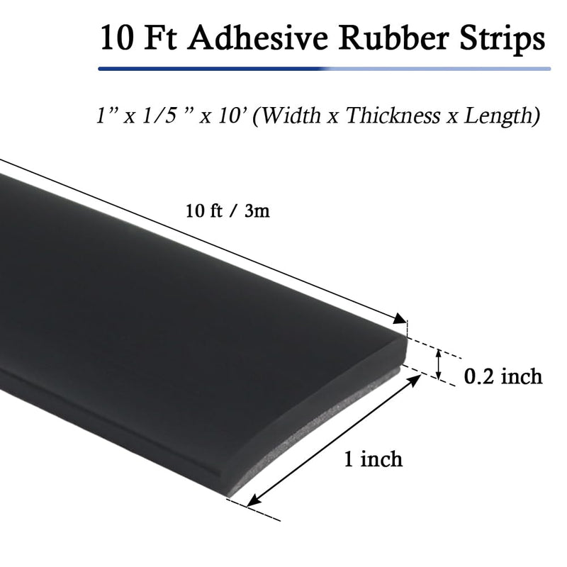 Neoprene Rubber Strips Self Adhesive Solid Rubber Sheets, Rolls & Strips for DIY Gaskets Crafts Pads Seals Warehouse Flooring Neoprene Sheet with Adhesive Backing (1" Wide x 1/5" Thick x 10' Long) 1” Wide x 1/5" Thick x 10' Long