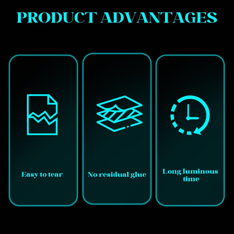 32.8 Feet x 0.6 Inch Fluorescent Waterproof Tape Reflective Tape Strips Glow in The Dark PET Duct Bright Adhesive Luminous Safety Strips Roll for Night Stairs Floor Walls Exit Sign Decor