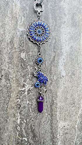 LUCKBOOSTIUM Elephant with Amethyst Crystal and Mandala Hanging Pendant