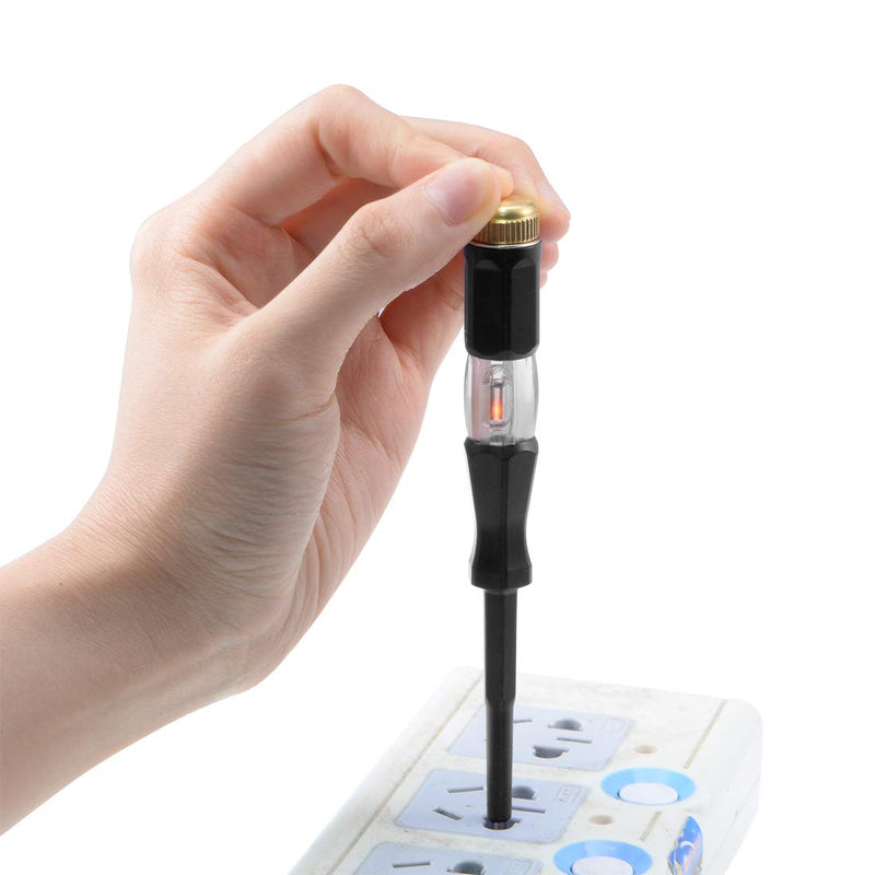 [Australia - AusPower] - uxcell Voltage Tester AC 100-500V with 3mm Slotted Screwdriver with Clip for Circuit Test, Black, Pack of 3 