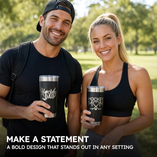Maverick Advantage Hockey Mom Dad Tumbler Set 20oz Black Sliding Lock Lid