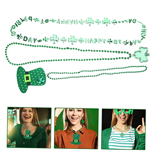 Kisangel 12pcs Shamrock Bead Necklace Set St Patricks Day Accessories Party Favors Women