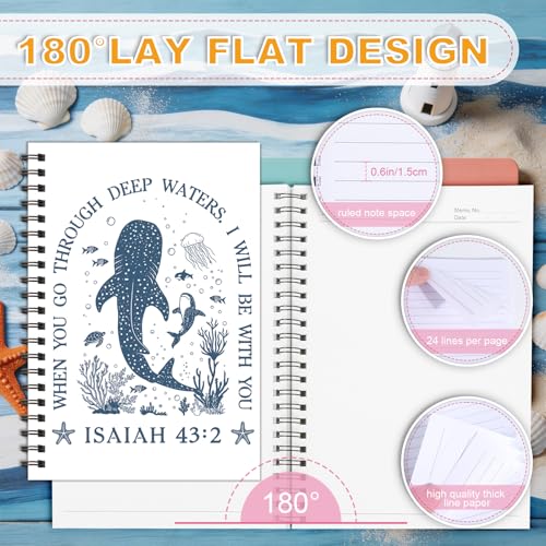 Wxiben Bible Verse Spiral Notebook Whale Shark Journal Christian Faith Gift blue shark bible