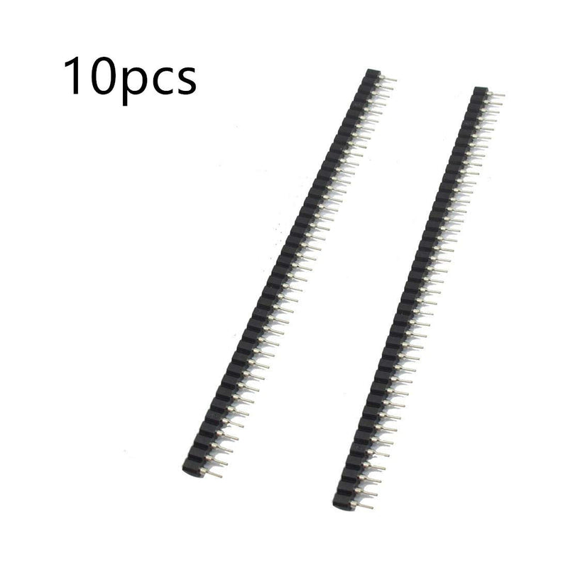[Australia - AusPower] - 10Pcs 2.54mm 40Pin Round Female Socket Pin Header Strip 1x40P Single Row Straight Female/Male Socket/Pin Header Strip Connector Black 
