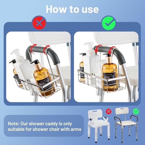 YUOROS 304 Stainless Steel Shower Caddy for Shower Chair 12"L×4.5"W×8.2"H