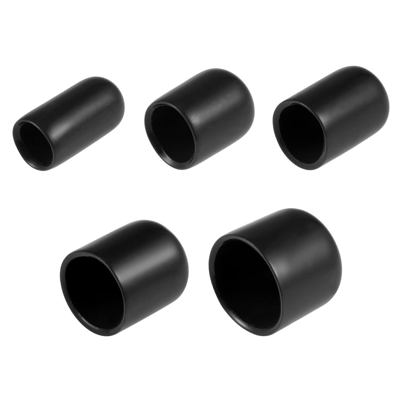 [Australia - AusPower] - uxcell 25pcs Round Rubber End Caps 1/4" 3/8" 1/2" 3/4" 7/8" Black Vinyl Cover Screw Thread Protectors Assortment Kit 1/4" 3/8" 1/2" 3/4" 7/8" 25 