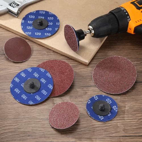 BOLTALIVON 2-inch 120 grit aluminum oxide die grinder quick change sanding disc set, 50 pieces