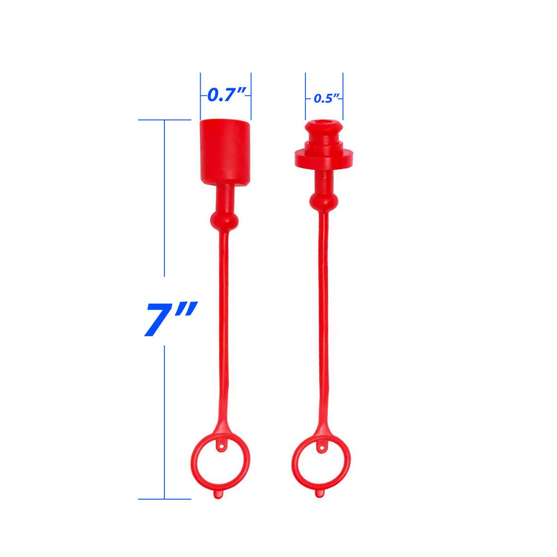 [Australia - AusPower] - 2sets 1/4 ISO A Hydraulic Coupler Male Dust Cap and Female Plug Cover,ISO A Pioneer Style Hydraulic Quick Disconnects Port Plug Cover Fittings,Red Cap with Retaining Ring Keeps Cap Connected to Hose 