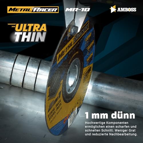 25x Metal Cutting Discs 125 x 1.0 mm Thin Flex Discs for Steel | Metal Racer by AMBOSS WERKZEUGE ist geeignet für Stahl & Edelstahl, Stahl/Inox Trennscheibe 125 passend für Winkelschleifer Diameter 125 mm – cutting disc Pack - 25 pieces