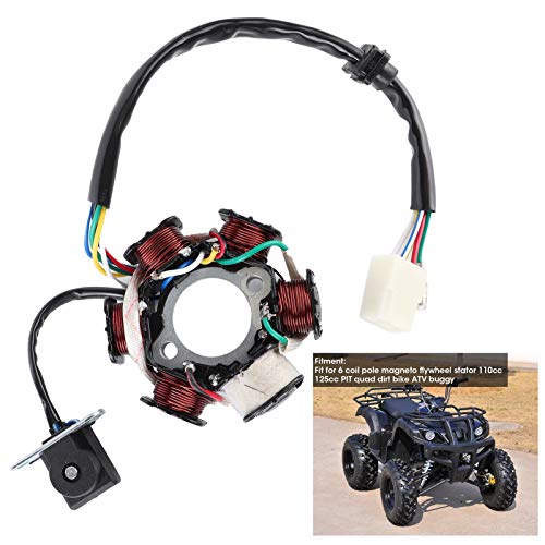 GY6 Stator Coil C11060 – 6-pole Magneto Ignition Coil for 110cc 125cc Quad Dirt Bike ATV – Replacement Part Copper Winding