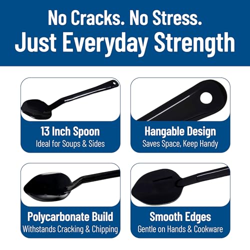 Carlisle FoodService Products 442003 Plastic Serving Spoons, 14", Black (Pack of 12)