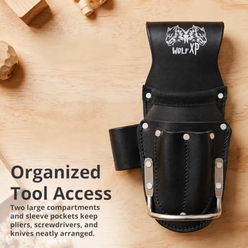 WOLF Industrial Products XP WWTH6086X genuine leather plier and tool holster with hammer holder and belt clip