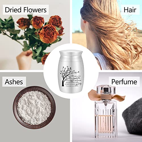 3 Inches Small Urn for Ashes Tree of Life Aluminum Mini Urn for Ashes Cremation Keepsake for Human Ashes Memorial Ashes Holder for Women Men Silver