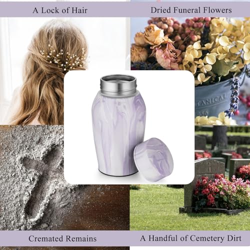 SOITIS Urns for Human Ashes, Mini Urn for Ash Male Female, Small Urns for Human Ashes Keepsake, Stainless Steel Memorial Cremation, Decorative Urn Funeral Urn - Purple Keepsake Holder