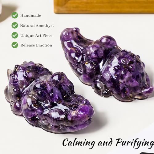Amethyst Crystal Crocodile Figurine, Natural Resin Alligator Statue for Home Office Desk Decor, Healing Crystals Purple Gifts & Spiritual Gifts for Women Men, Good Luck Animal Ornaments Amethyst