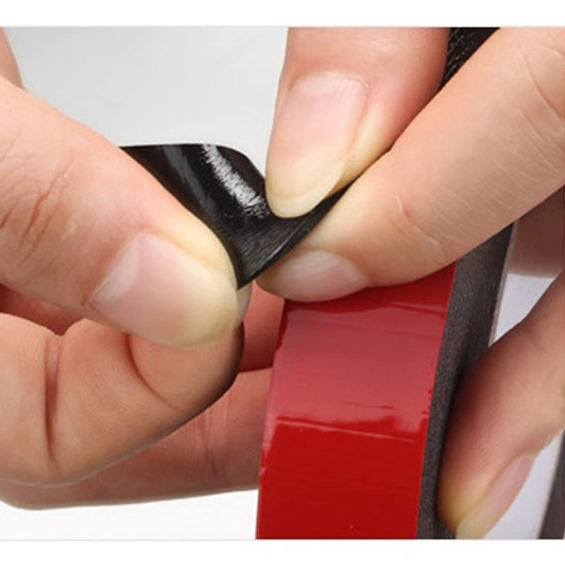 Unifizz PE Foam Double Sided Adhesive Tape Sponge Mounting Tape 2mm Thick 5m Length 5mm Wide Red Film Sticker Foam Glue Strip Sealing for Indoor Outdoor and Home Office Decor, Black 2 Rolls