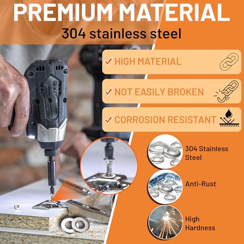 Stainless Steel Flat Washers Assortment Kit, SAE 304, 300-Piece Metal Screw Washers Set for Bolts, 8 Sizes #6; #10; #12; 1/4"; 5/16"; 3/8"; 1/2" Stainless Steel - 300Pcs