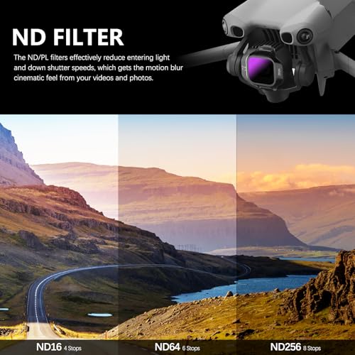 FPVtosky ND & CPL Filter Set Compatible with DJI Mini 5 Pro, Multi-Coated Optical Glass Filter Drone Camera Accessories (4 Pack-CPL+ND16/64/256) 4Pack(CPL, ND16/64/256)