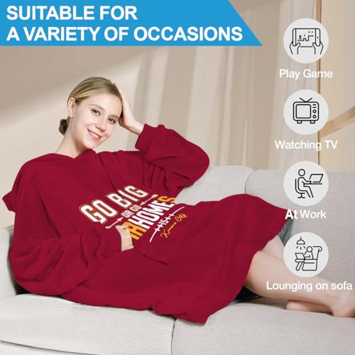 Mahomes Wearable Blanket Hoodie Patrick - Go Big Or Go Mahomes - Flannel Hooded Blanket Sweatshirt - Birthday, Father's day, Mother's day, Christmas Day Gifts For Football Fans