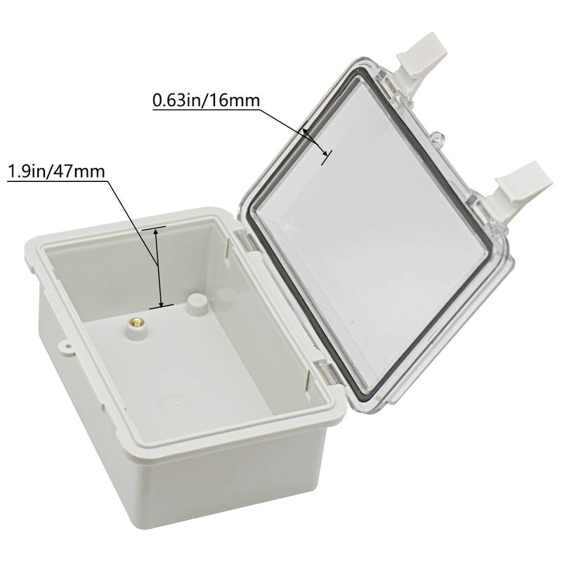 [Australia - AusPower] - Zulkit Junction Box ABS Plastic Dustproof Waterproof IP65 Electrical Boxes Hinged Shell Outdoor Universal Project Enclosure Clear Cover with 2 Cable Glands 5.9 x 3.9 x 2.8 inch (150x100x70 mm) 5.9" x 3.9" x 2.8" 